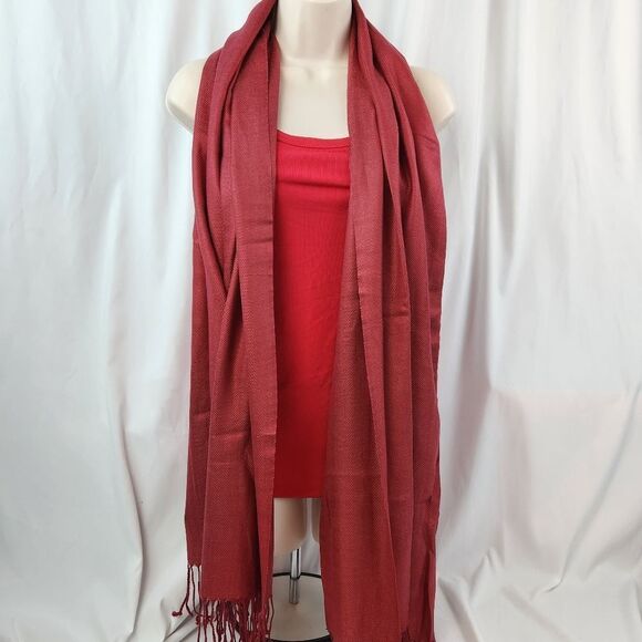 💜Vintage Burgundy Lightweight Pashmina Wrap/Shawl/Scarf - Picture 4 of 7